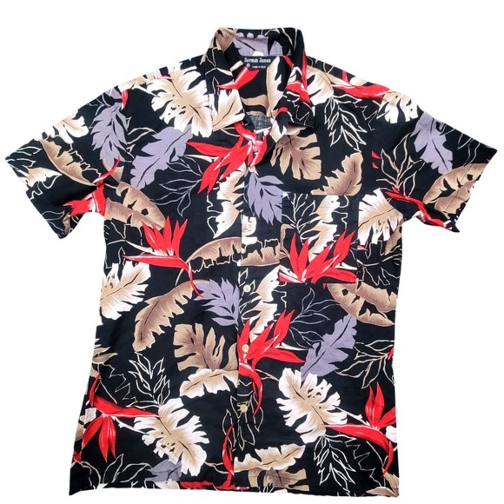 Norman James Mens Medium Hawaiian Shirt Bird of Paradise Tropical USA Made‎